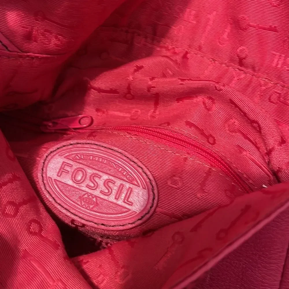 Fossil Long Live Vintage Leather Shoulder Bag SHB5054 Pink Pebbled Leather